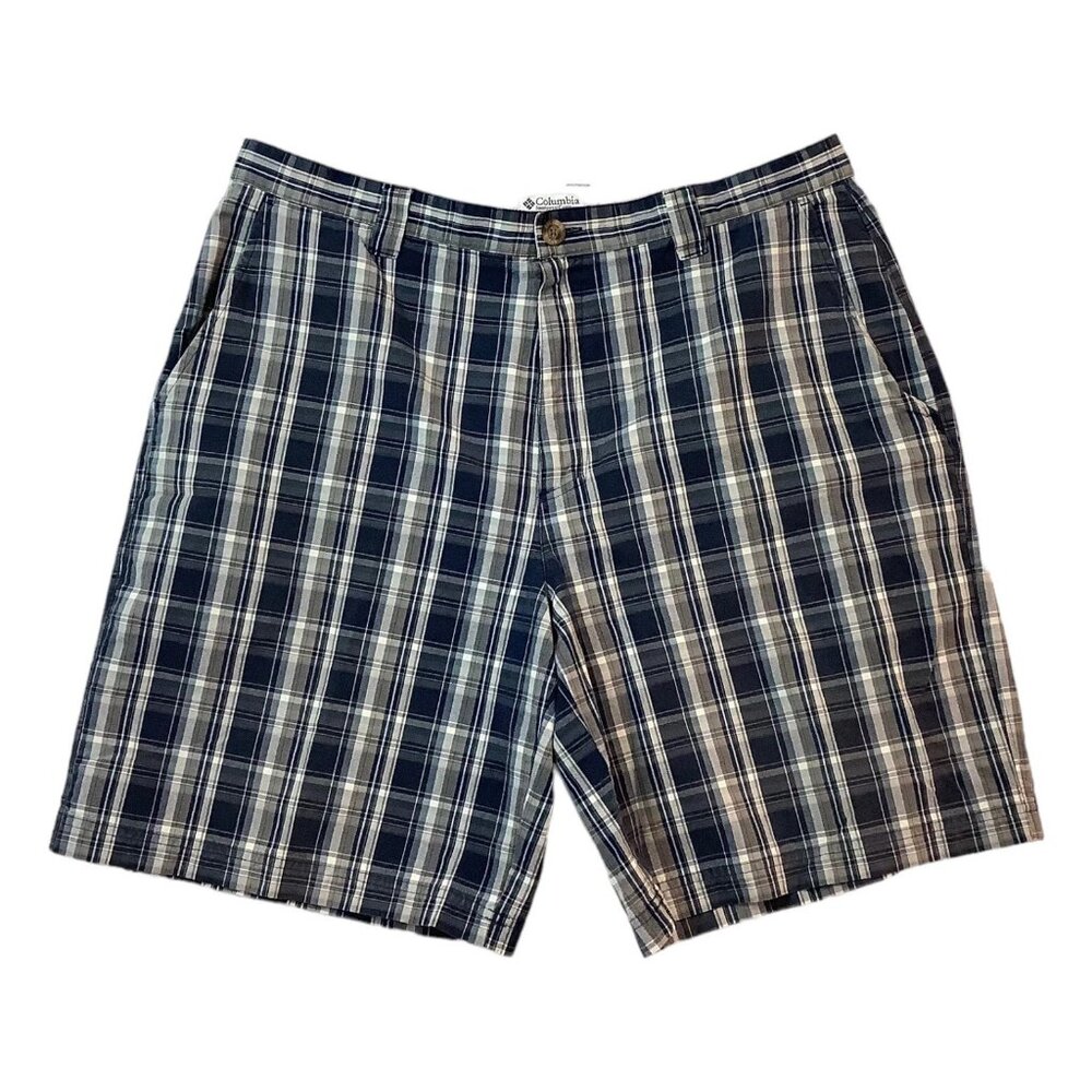 Columbia Men's Casual Plaid Shorts Size 40 Blue Plaid 100% Cotton